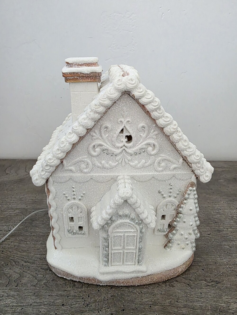 White Gingerbread House Light Up Christmas Decor New
